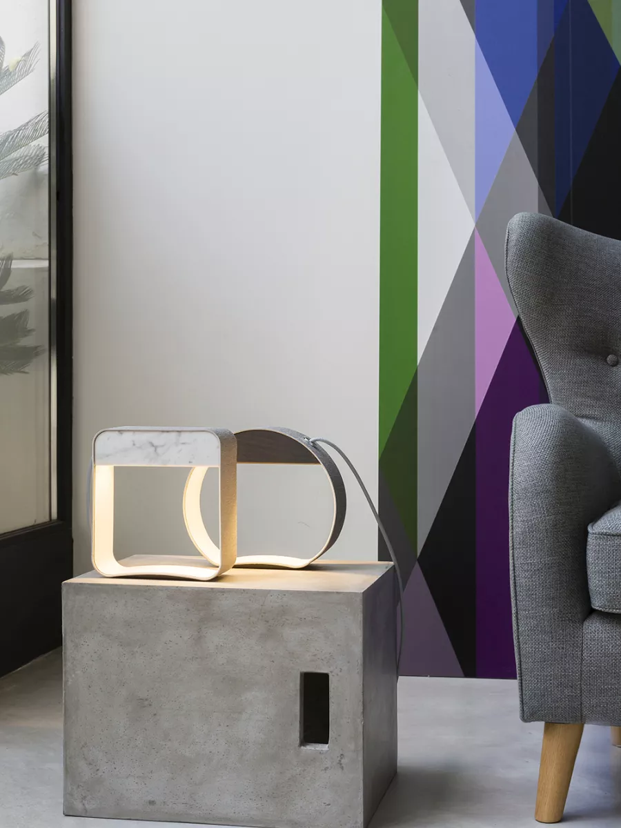 Lampe Petit Carré Eau de lumière - Chêne - Designheure