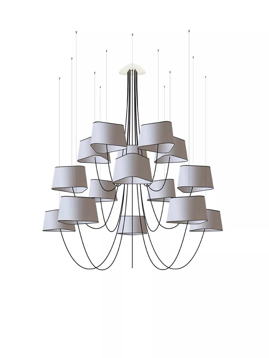 Chandelier 15 Grand Nuage - White / black border - Designheure